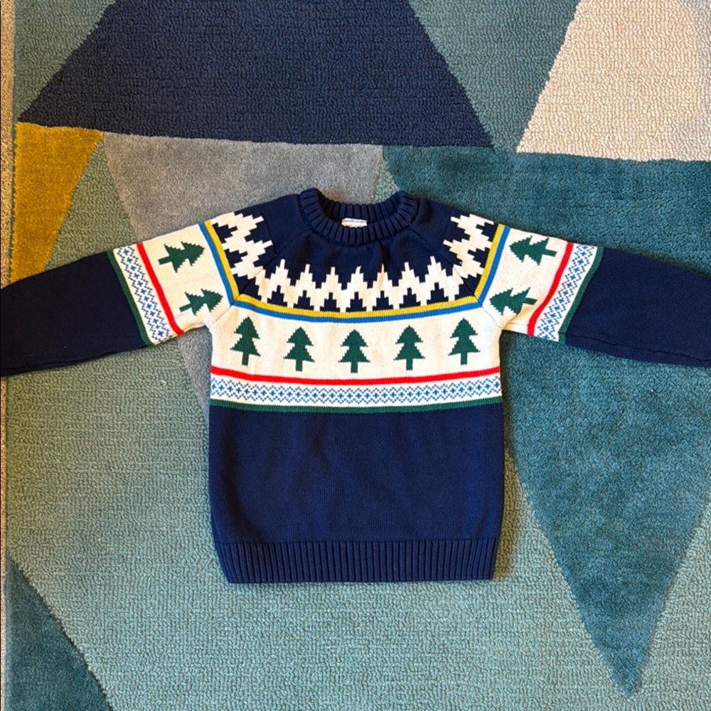 Hannah Anderson US size 6-7 kids Navy Blue Tree Pattern Sweater